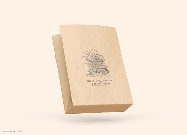 Aesthetic kraft bakery packaging paper bag mockup