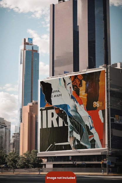 Aesthetic psd billboard mockup with high rise building