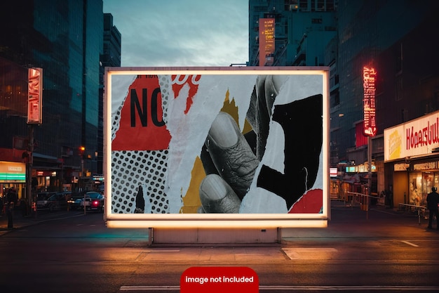 PSD aesthetic psd billboard mockup with night street atmosphere