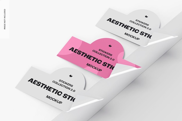 Aesthetic Stickers Set Mockup