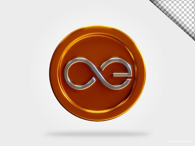 ภาพเรนเดอร์ 3 มิติเหรียญคริปโทเคอร์เรนซี Aeternity ae