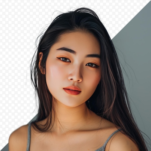 PSD afbeelding van een mooie jonge aziatische vrouw op een geïsoleerde achtergrond