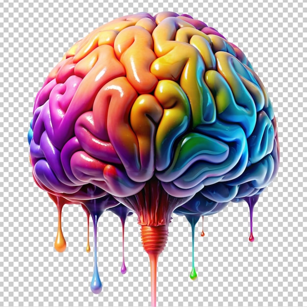 PSD afbeelding van menselijk brein of intellect met vloeistof op een doorzichtige achtergrond