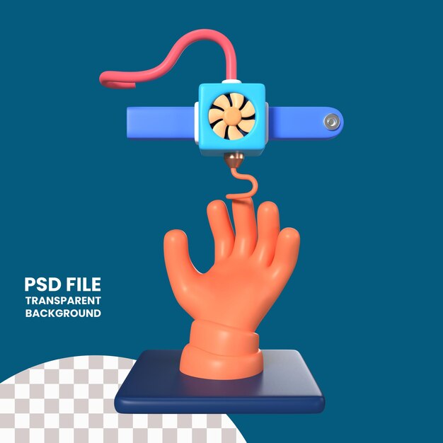 PSD afdrukken handpictogram 3d illustratie