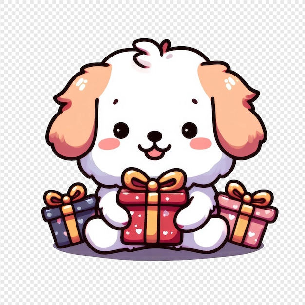 PSD affectionate puppy png sticker