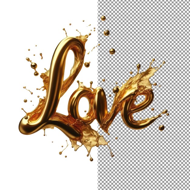 Affectionate Typography Isolated 3D Love Word on PNG Background