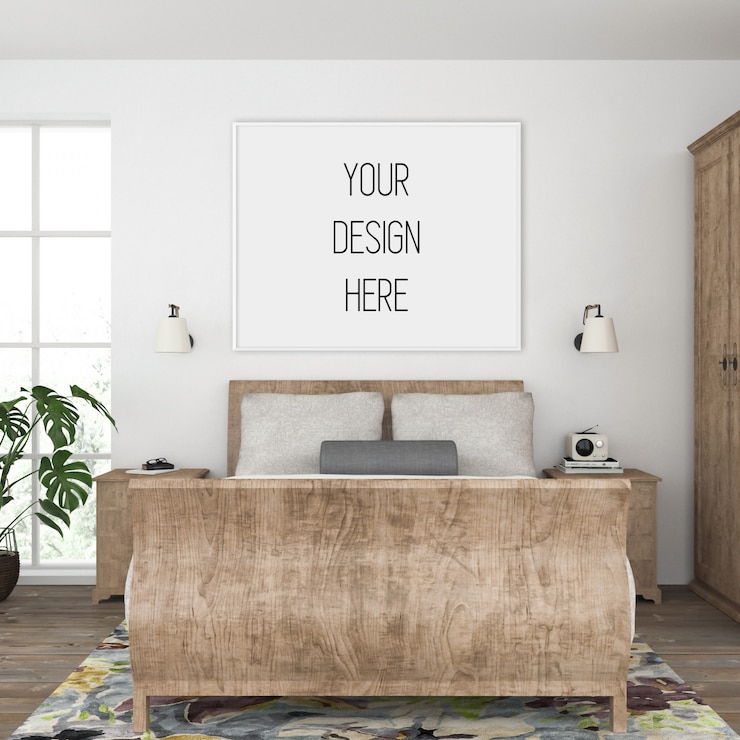 PSD affichemodel, slaapkamer met horizontale lijst