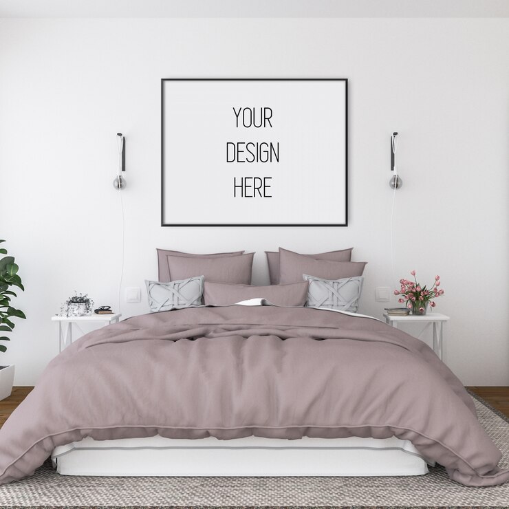 PSD affichemodel, slaapkamer met horizontale lijst