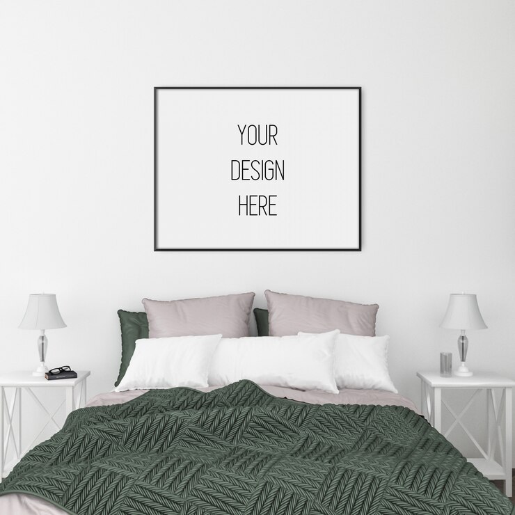 PSD affichemodel, slaapkamer met horizontale lijst