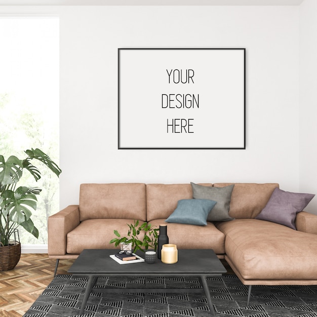 PSD affichemodel, woonkamer met horizontale lijst