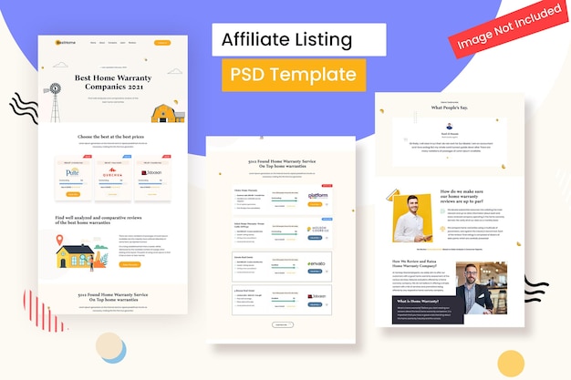 PSD affiliate home listing szablon psd