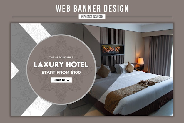 Affordable laxury hotel PSD Large web banner template