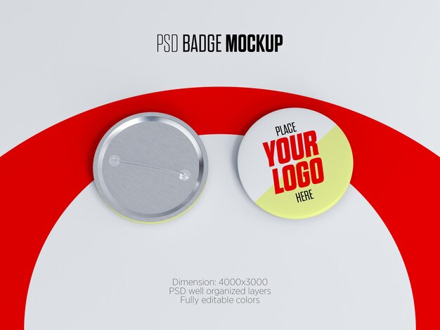 Afgeronde badge of button pin mockup