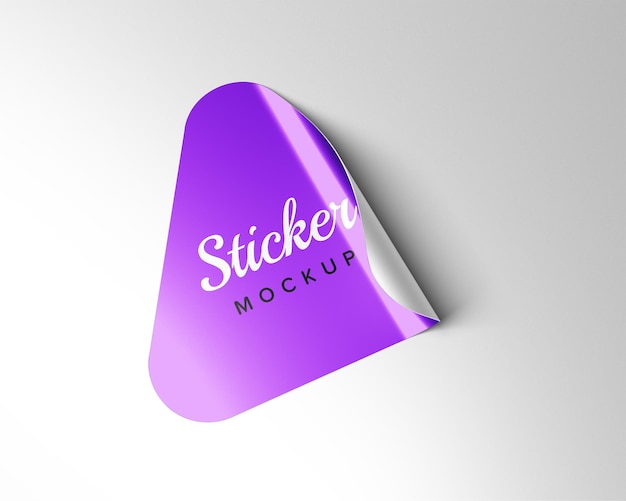 Afgeronde driehoek sticker mockup ontwerp