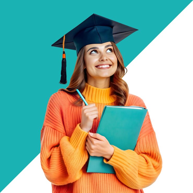 PSD afgestudeerde student met een boek