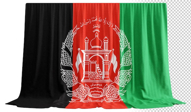 PSD afghaans vlaggordijn in 3d-weergave onthulling van afghaanse trots