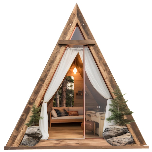 Aframe gezellig glamping-huis exterieurontwerp