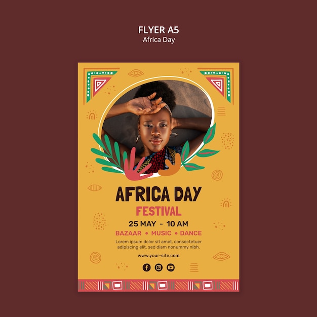 PSD modello di poster per la celebrazione della giornata dell'africa