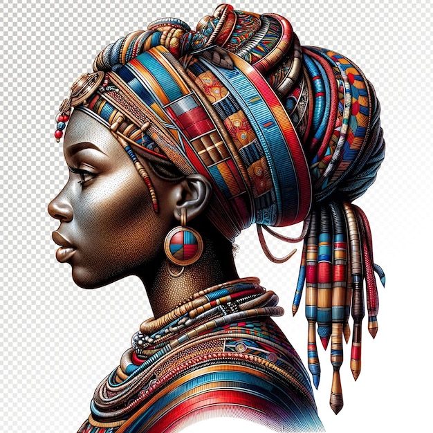 PSD illustrazione della donna afroamericana vivido profilo del patrimonio culturale afroamericano