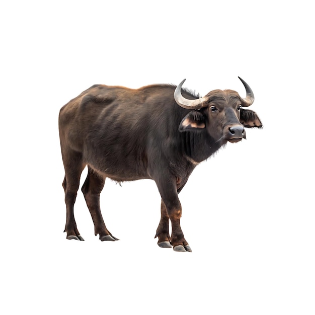 an african buffalo isolated on white background