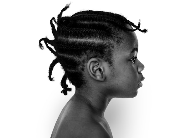 PSD african kid portrait shoot with side view