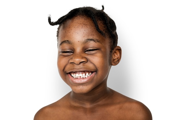 PSD african kid portrait shoot with smiling expression