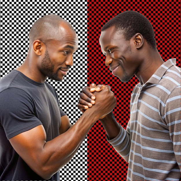 PSD african man touching knuckles with darkskinned transparent background