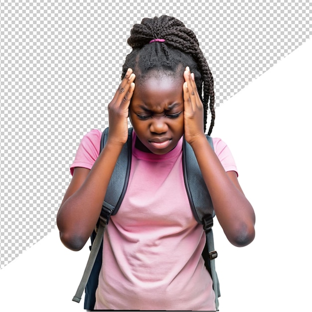 PSD african student in depress on transparent background