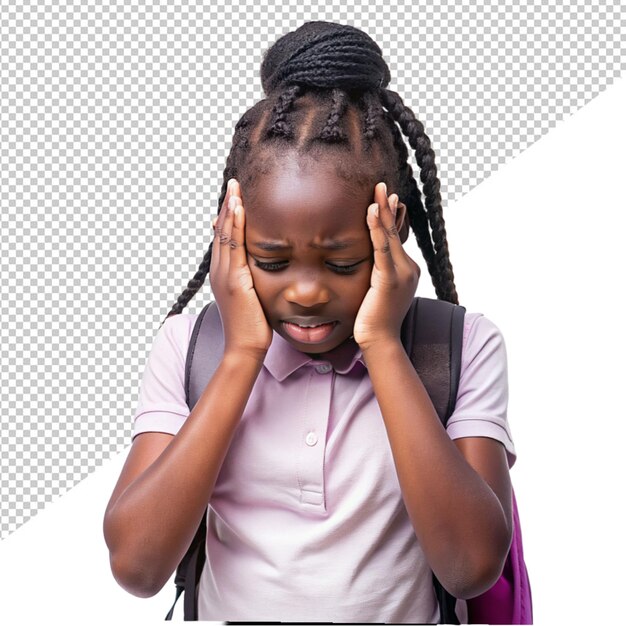 PSD african student in depress on transparent background