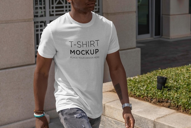 PSD african stylish man t-shirt mockup