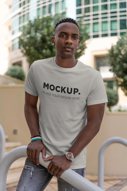 PSD african stylish man t-shirt mockup