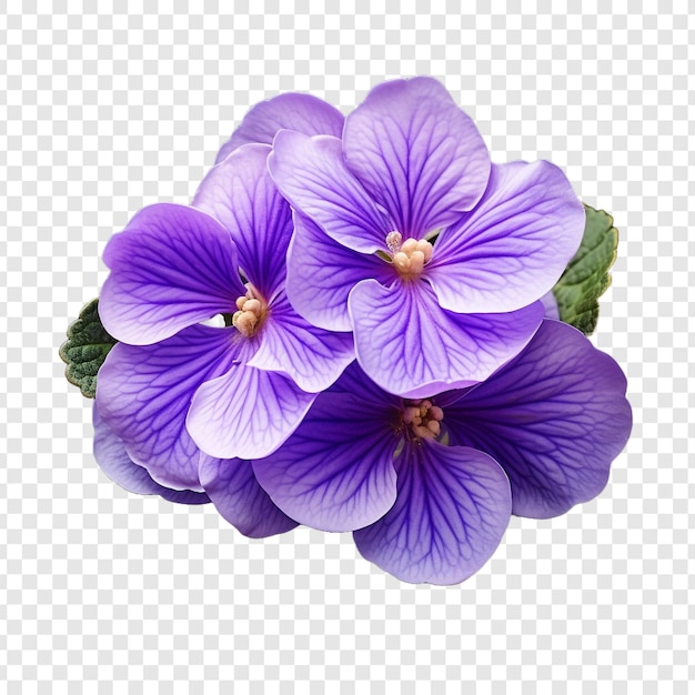 Fiore viola africano isolato su sfondo trasparente