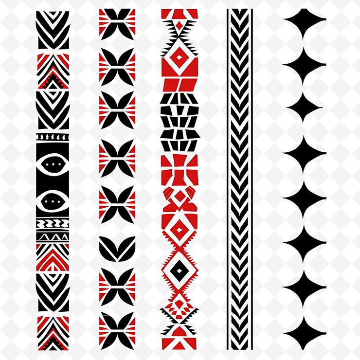 PSD african with geometric patterns borderline design decorated png unique stylized motifs designs