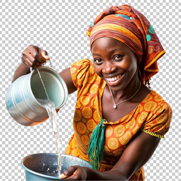 PSD african woman pouring water