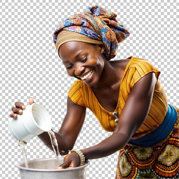 PSD african woman pouring water