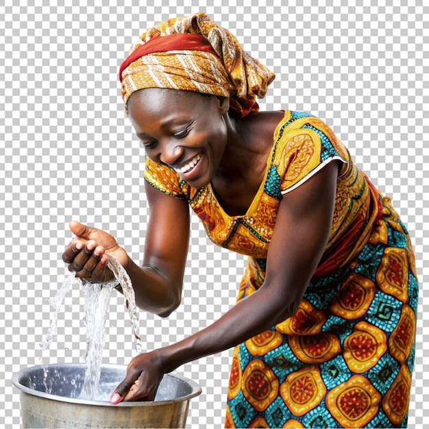 PSD african woman pouring water