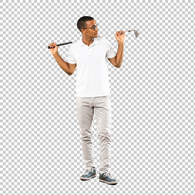 PSD afro american golf player man