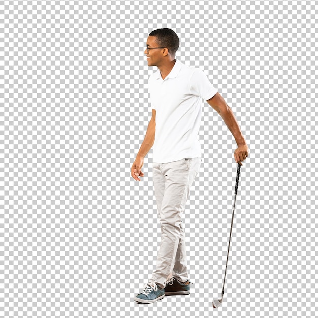 PSD afro american golfer player man