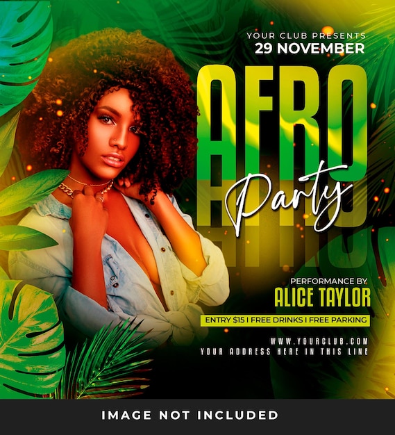 PSD afro party flyer psd template