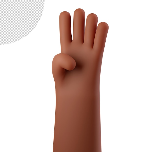 Afroamerykanin strony pokazano cztery palce na pojedyncze białe tło Liczenie numer 4 czwarta część Ręce gest numery 3d ilustracji renderowania