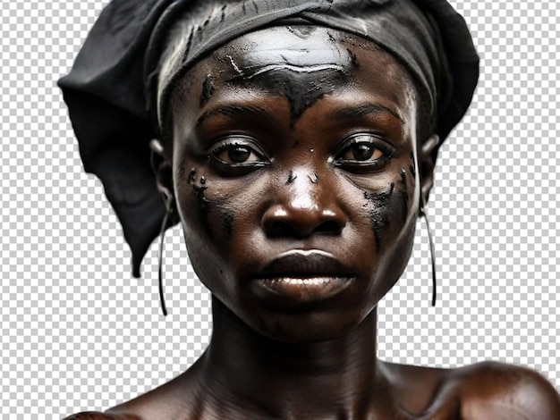 PSD afrykańska kobieta, jej czarna skóra.