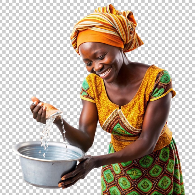 PSD afrykańska kobieta nalewająca wodę
