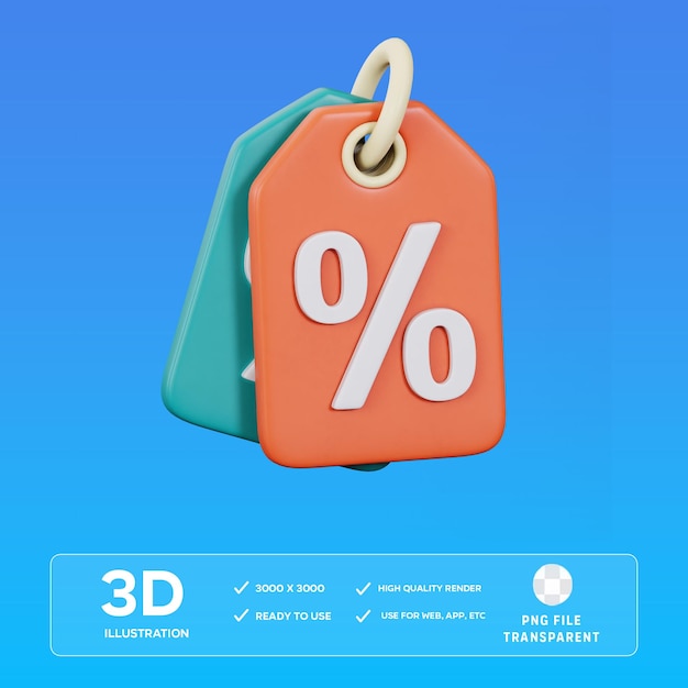 Afslag Tag 3D Icon Illustratie