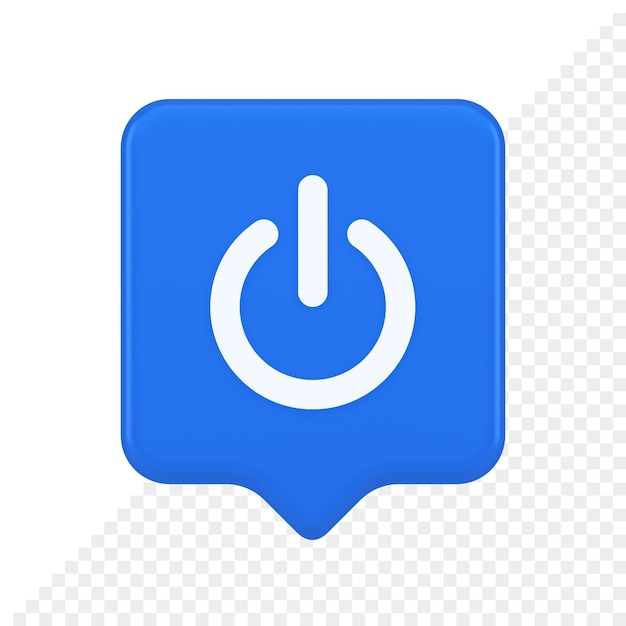 Afsluiten uitschakelen knop energie schakelaar power start stop web app ontwerp 3D-realistische tekstballon pictogram