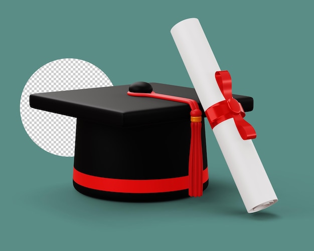 Afstudeerkap met 3D-weergave van het diploma
