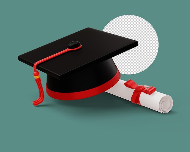 Afstudeerkap met 3D-weergave van het diploma