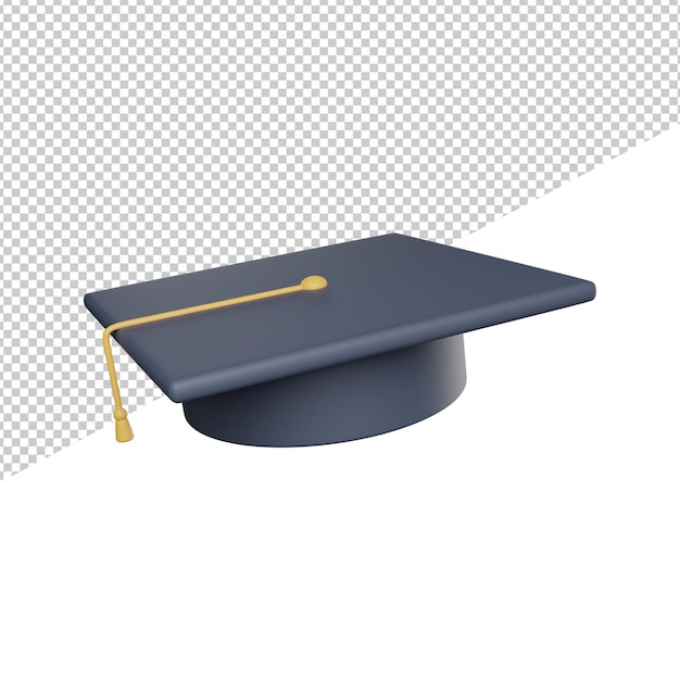 Afstuderen cap toga zijaanzicht pictogram 3d-rendering illustratie op transparante background