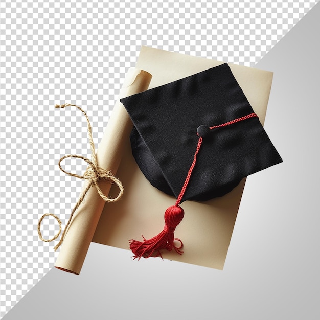 afstuderen pet met diploma certificaat png