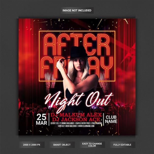 After friday club night party flyer template