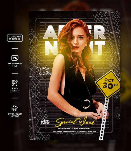 After night special week party flyer a4 template